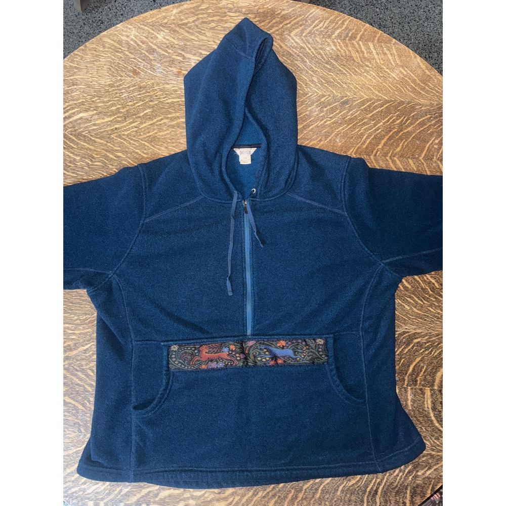Duluth Trading Co Womens 2XL Blue Fleece Half Zip Hoodie Fox Jacquard Trim 32713